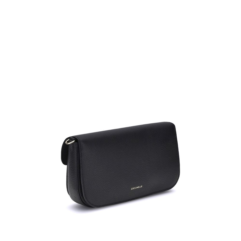 Coccinelle Schwarze Schultertasche aus Kalbshaut Bos Taurus